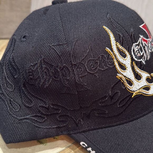 Choppers Flames Embroidered Cap Hat Adjustable Black NWT - Picture 7 of 14